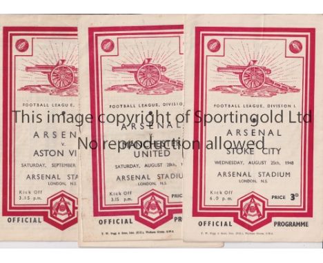 ARSENAL 1948/9   A complete season of home league programmes for Arsenal in 1948/9. 21 in total including Liverpool 4 pages a
