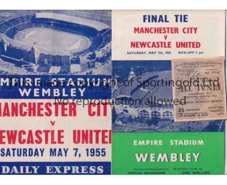 1955 FA CUP FINAL     Programme, ticket, which is slightly marked, and song sheet which is creased for Manchester City v Newc