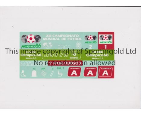 1986 WORLD CUP      Unused ticket for Argentina v Bulgaria 10/6/1986 at the Olympic 68 Stadium. Staple holes on the left.   G