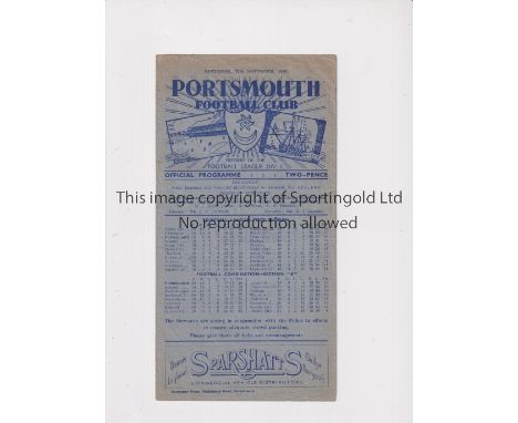 PORTSMOUTH      Gatefold home programme for the League match v Arsenal 27/11/1948 for Portsmouth's 50th Anniversary, slightly