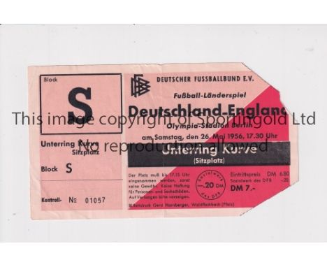WEST GERMANY V ENGLAND 1956 / DUNCAN EDWARDS      Ticket for the International 26/5/1956 in Berlin in which Edwards appeared.