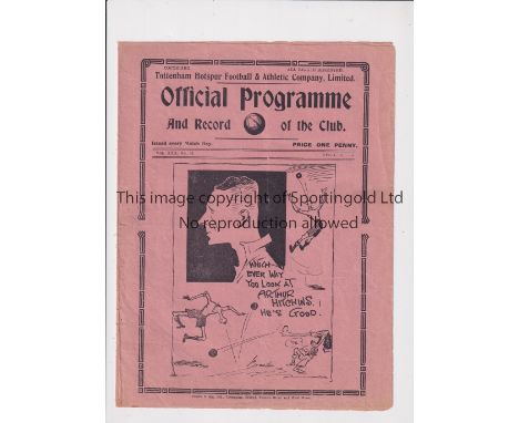 TOTTENHAM HOTSPUR      Programme for the home London Combination match v Charlton Ath. 18/4/1938, slightly creased and scores