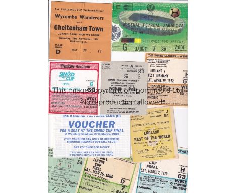 FOOTBALL TICKETS     Nine tickets: Wycombe Wands. v Cheltenham Town 74/5 FA Cup, slightly creased, 1988 Simod Cup Final Readi