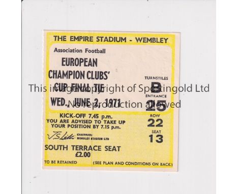 1971 EUROPEAN CUP FINAL      Seat ticket for Ajax v Panathinaikos at Wembley.     Very good