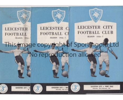 LEICESTER CITY     Eighteen home programmes: 1956/7 v Port Vale, Bristol Rovers and Doncaster, folded in four, 1957/8 v Sunde