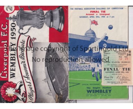 1950 FA CUP FINAL ARSENAL V LIVERPOOL      Four items for the FA Cup Final between Arsenal and Liverpool on 29/4/1950. Progra