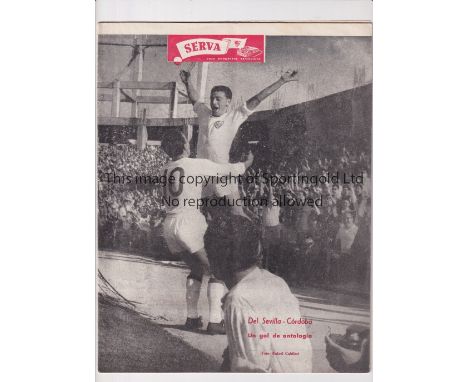 1962 ECWC      Preliminary Round Sevilla v Rangers second leg played 26/9/1962 in Seville. Official Sevilla club magazine ''S