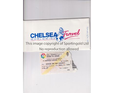 CHELSEA     Ticket and wallet containing travel documents for the away ECWC Semi-Final v Real Zaragoza 6/4/1995.    Good