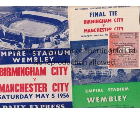 1955 FA CUP FINAL     Programme, ticket and song sheet for Manchester City v Birmingham City.   Generally good
