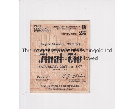 1937 FA CUP FINAL     Ticket for Sunderland v Preston North End.    Good