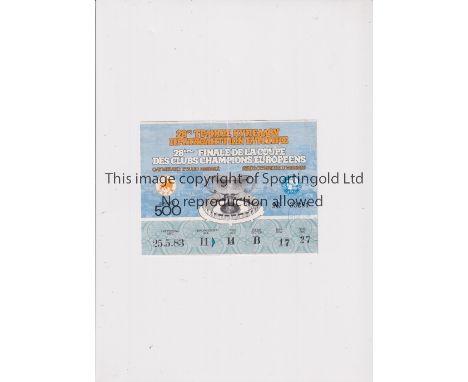1983 EUROPEAN CUP FINAL      Ticket for Hamburg SV v Juventus in Athens, slightly folded in four.    Generally good