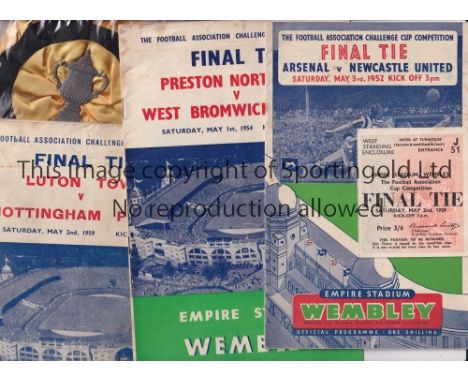 FA CUP FINALS      Miscellany including 5 programmes, 1952, re-stapled, 1954, 1959, slightly marked and scores entered plus a
