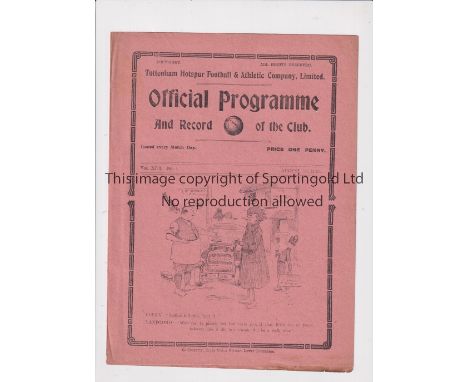 TOTTENHAM HOTSPUR        Programme for the home League match v Blackburn Rovers 28/2/1920.    Generally good