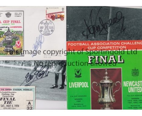 1974 FA CUP FINAL / KEVIN KEEGAN AUTOGRAPHS     Programme, seat ticket plus 2 items signed by Keegan, B/W 12" X 8" photo afte