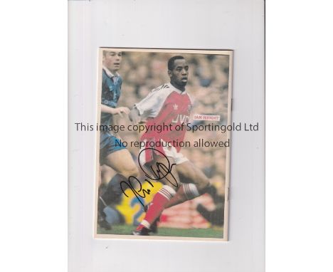 IAN WRIGHT AUTOGRAPH       Programme for Poland v England 29/5/1993, signed by the Arsenal player on his picture on the back 