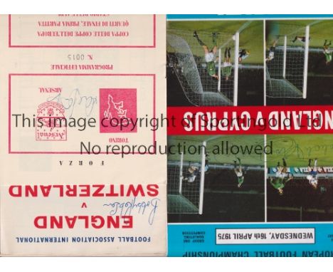 AUTOGRAPHED FOOTBALL PROGRAMMES     Six programmes with autographs on the covers, England v Cyprus 1975 signed by Malcolm Mac