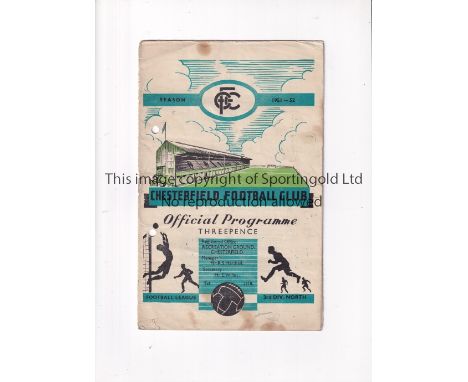 WORKINGTON 1951/2 / FIRST LEAGUE SEASON     Programme for their second away match in the League v Chesterfield 29/8/1951, pun