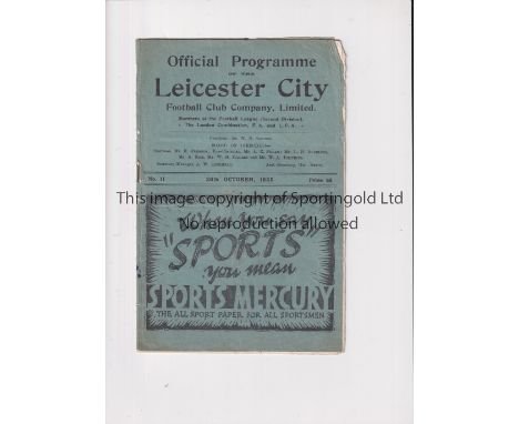 TOTTENHAM HOTSPUR     Programme and insert for the away League match v Leicester City 26/10/1935, slightly creased and slight