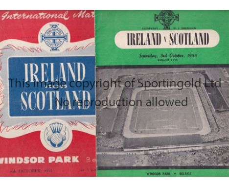 NORTHERN IRELAND      Six home programmes v Scotland 1953, 1955 and 1957, tiny paper loss from the corner of the cover, Wales