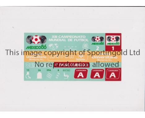 1986 WORLD CUP      Unused ticket for England v Poland 11/6/1986 at the University Stadium. Staple holes on the left.   Gener