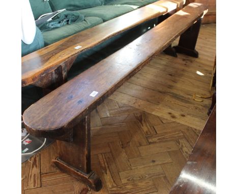 An early 19th Century oak bench, length 90"