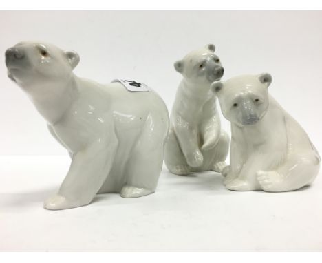 A set of three Lladro china Polar Bears.