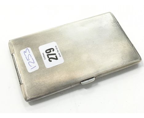 A Silver engine turned gentleman's cigarette case with gilt washed interior by Goldsmiths and Silversmiths Company, Birmingha