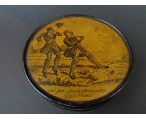 An Early 19thC Snuff Box "Our Gun, Sporting Partnership, Stock in Hand"