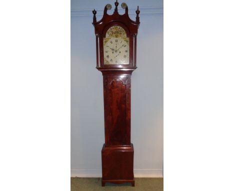 A Mahogany 8 day Longcase Clock with 8 day breakarch movement with date and seconds ring-signed R.   Inster & Sons Birmingham