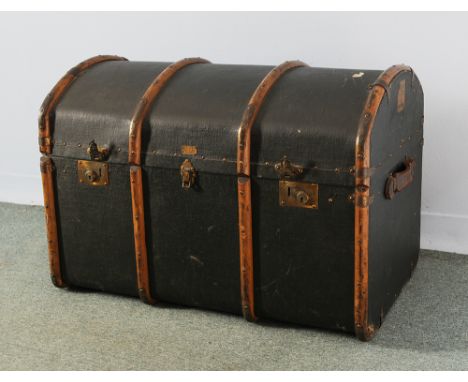 A 19thC Cabin Trunk, dommed top -L34  D21  H23 Inches