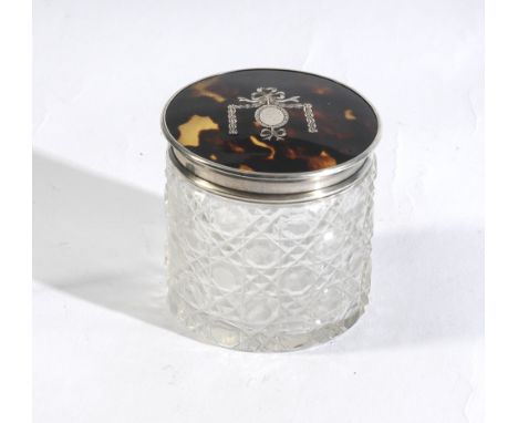 A Victorian Silver and Tortoise Shell Topped Trinket Jar