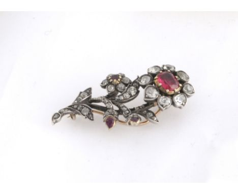 A  Diamond and Ruby Broach