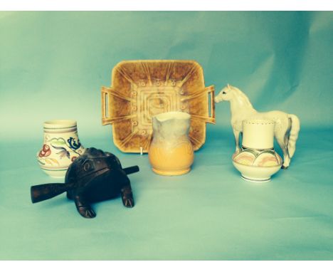 A mixed lot of 6 pieces comprising Beswick China, Poole Pottery and Wooden Toad