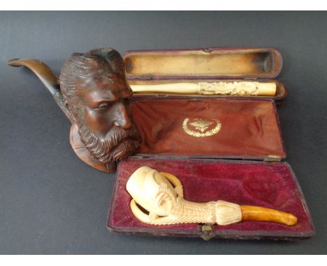 Briar and horn pipe, Bearded man pipe & Chinese pipe