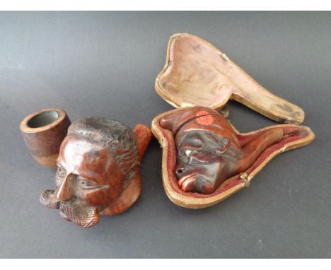 A briar Nubian pipe, a briar gentleman pipe & briar pipe