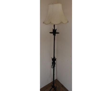 Wrought metal tripod standard lamp, black finish (height 60cm) 