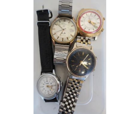 H. Y. Moser braille watch, chromium plated case with flip up bezel movement stamped 17 jewels, Swiss, and numbered 5942, two 