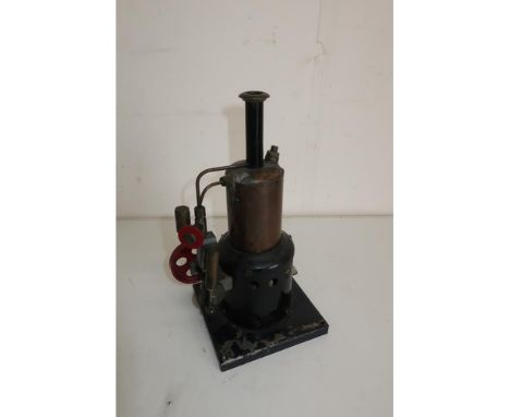 Vintage stationary live steam engine with burner
