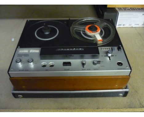 Tandberg series 3000X reel to reel tape recorder, Tandberg TM6 microphone and a large quantity of tapes, tape splicer, etc 