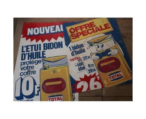 Two Total engine oil advertising posters, by Chaplin-Courrege Paris, 104cm x 68cm, 