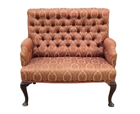 19th century mahogany framed button backed sofa on cabriole legs 104cm wide .     .     