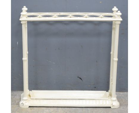 19th century cast iron stick stand with pierced twin ends,  60cm x 62cm .     .     