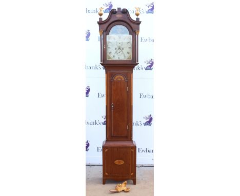 18th century Channel Islands mahogany eight day longcase clock by Bodilly Guernsey,  painted dial with subsidiary second and 