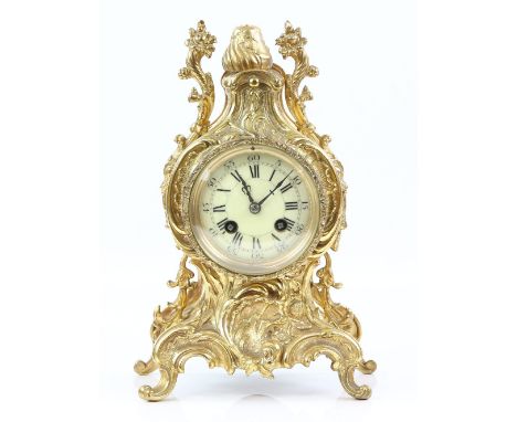 Louis XVI style gilt metal mantel clock with two train movement striking  on a bell 30cm .     .     