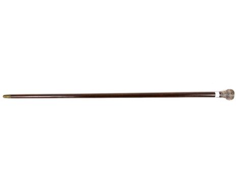 Sterling silver mounted walking stick, the handle with scrolling decoration, marked '925', 91cm long,.     .     