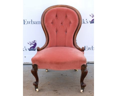 19th Century mahogany button back nursing chair .     .     