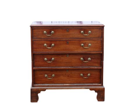19th century mahogany chest of four long graduated drawers on bracket base, 99.5cm x 93cm x 52cm,.     .     