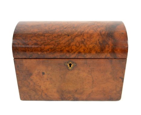 19th century dome topped tea caddy the interior with two compartments 15x 20cm .     .     