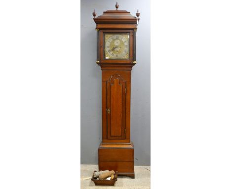 18th century oak 8 day long case clock by Stephen Bing of Ramsgate, brass dial with silvered chapter ring, subsidiary second 