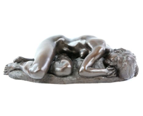 AMENDED DESCRIPTION Ronald Cameron (British, 1930-2013) - `Olivia`,  brown patinated bronzed resin figure of a reclining fema